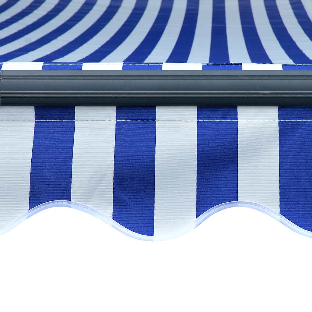 Copertină Retractabilă Manual Cu Led, Albastru/Alb, 350X250 Cm