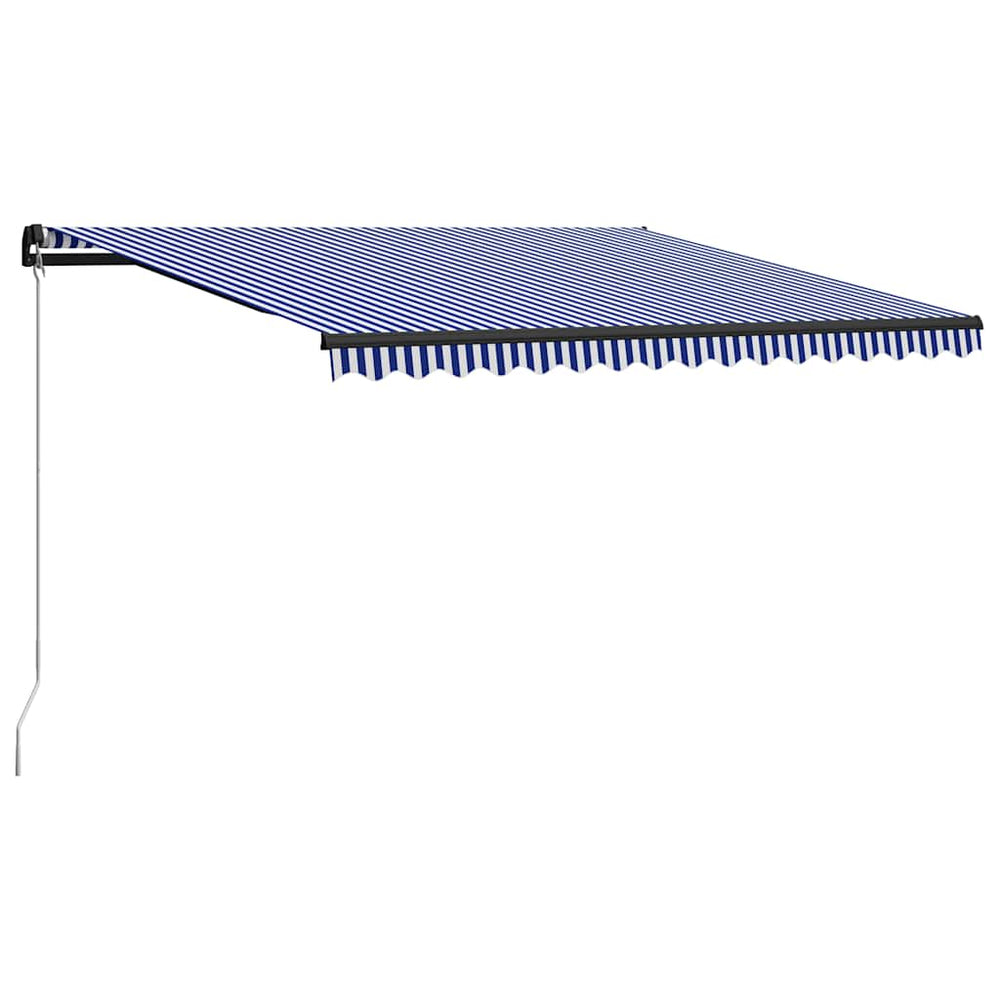 Copertină Retractabilă Manual Cu Led, Albastru/Alb, 450X300 Cm