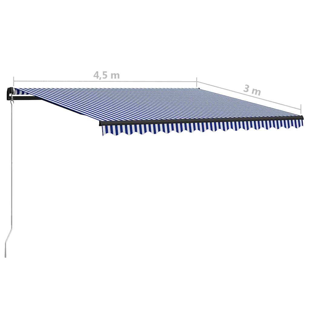 Copertină Retractabilă Manual Cu Led, Albastru/Alb, 450X300 Cm