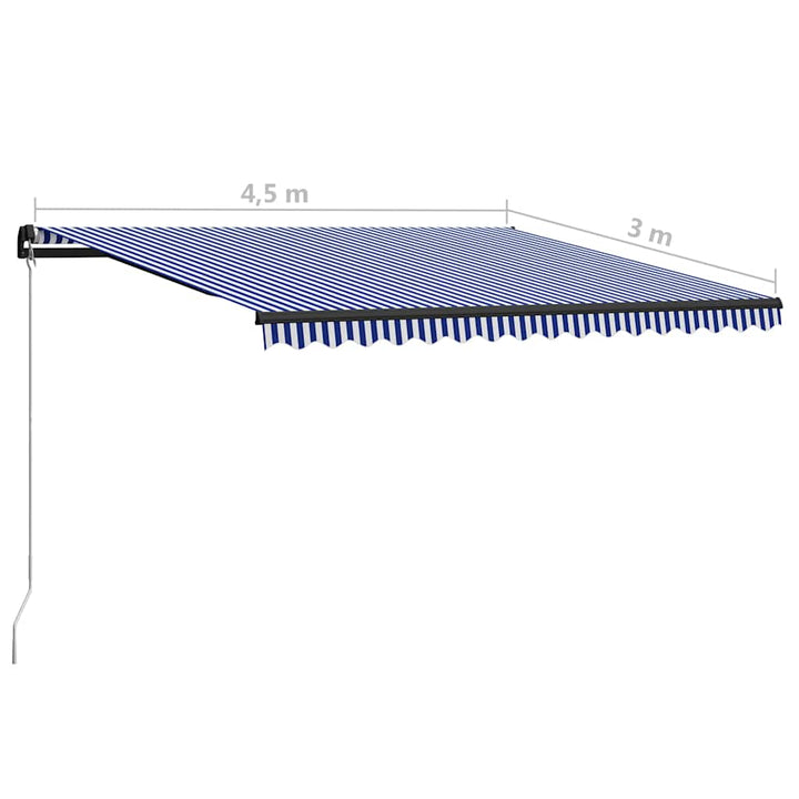 Copertină Retractabilă Manual Cu Led, Albastru/Alb, 450X300 Cm