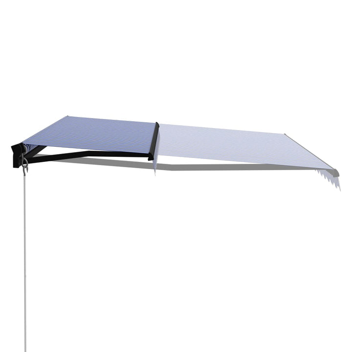Copertină Retractabilă Manual Cu Led, Albastru/Alb, 450X300 Cm