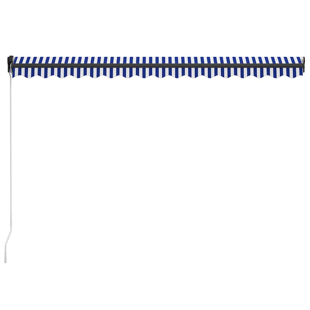 Copertină Retractabilă Manual Cu Led, Albastru/Alb, 450X300 Cm