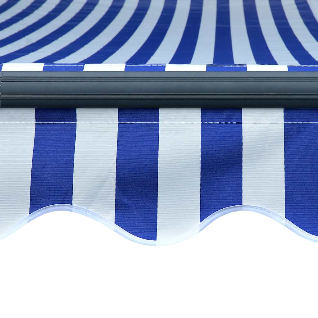 Copertină Retractabilă Manual Cu Led, Albastru/Alb, 450X300 Cm