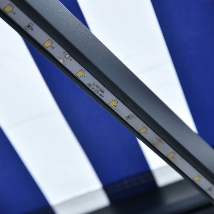 Copertină Retractabilă Manual Cu Led, Albastru/Alb, 450X300 Cm