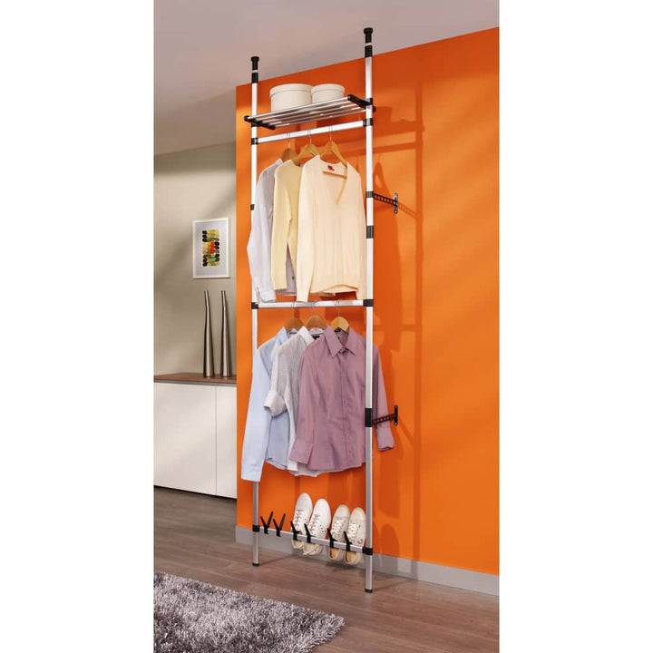 Sistem Șifonier Telescopic, Cu Bare Și Raft, Aluminiu