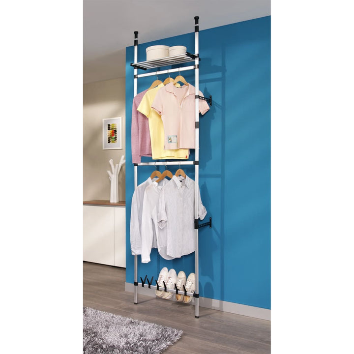 Sistem Șifonier Telescopic, Cu Bare Și Raft, Aluminiu