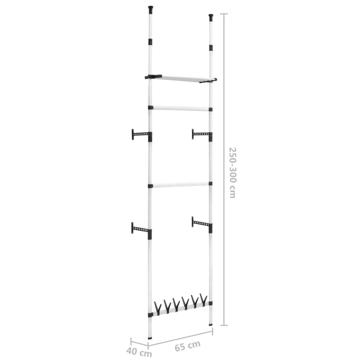 Sistem Șifonier Telescopic, Cu Bare Și Raft, Aluminiu