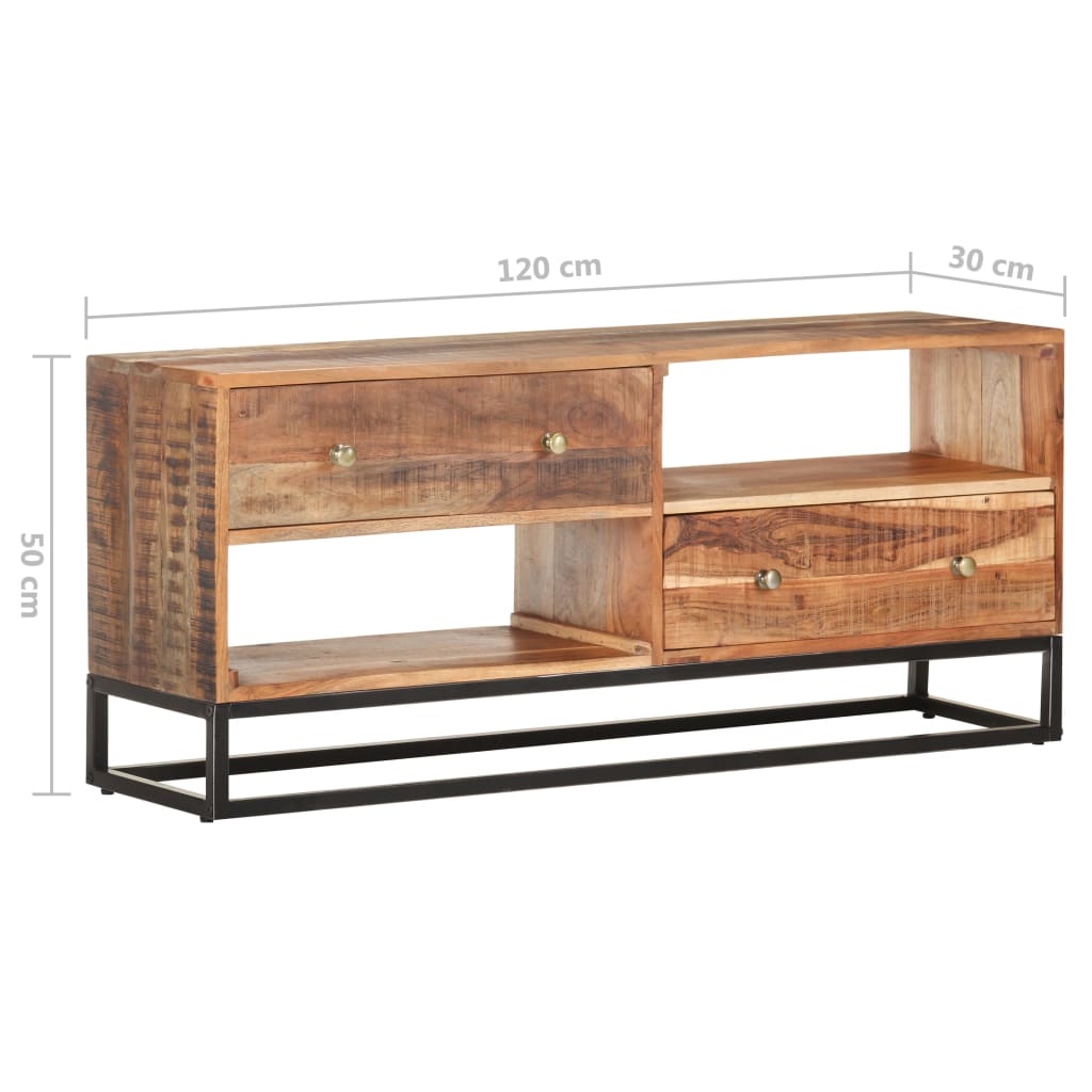 Comodă Tv, 120X30X50 Cm, Lemn De Acacia Nefinisat