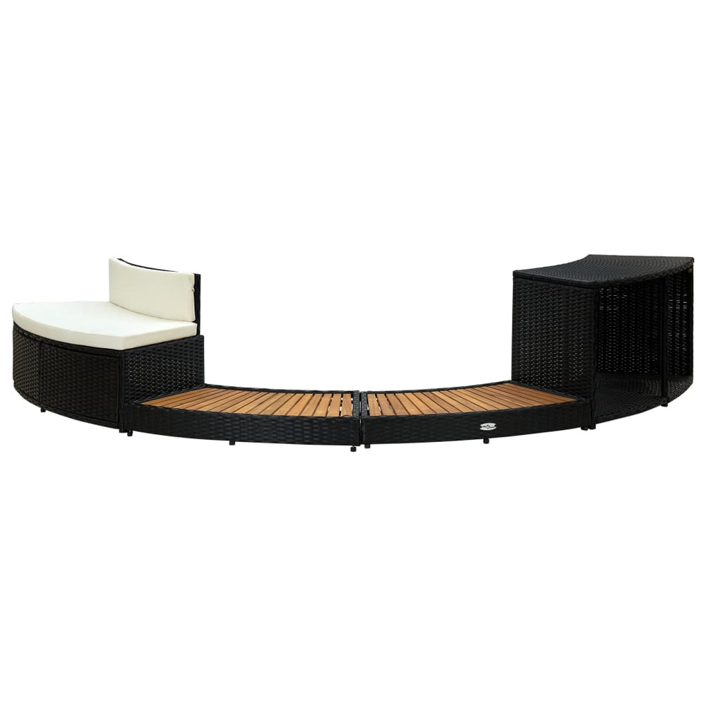 Mobilier De Împrejmuire Spa, Negru, Poliratan Și Lemn De Acacia