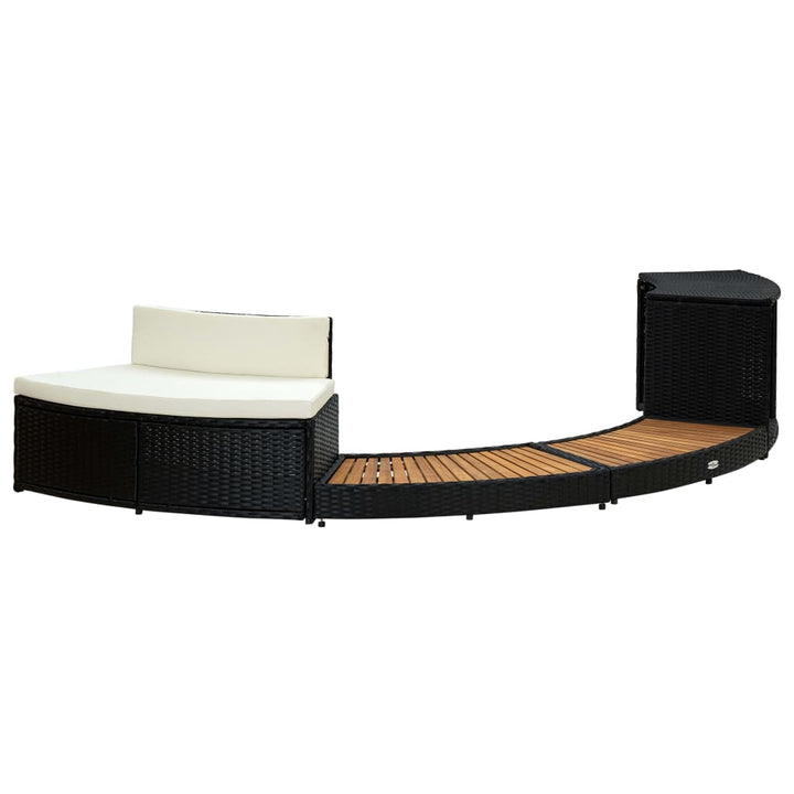 Mobilier De Împrejmuire Spa, Negru, Poliratan Și Lemn De Acacia