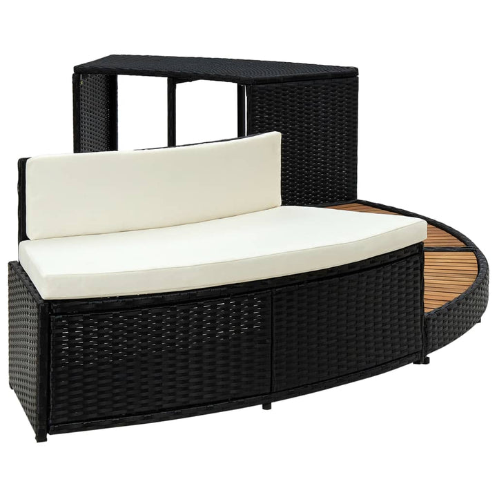Mobilier De Împrejmuire Spa, Negru, Poliratan Și Lemn De Acacia