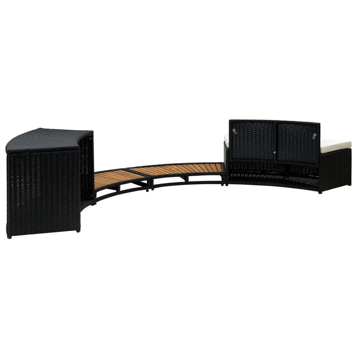 Mobilier De Împrejmuire Spa, Negru, Poliratan Și Lemn De Acacia