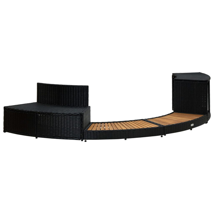 Mobilier De Împrejmuire Spa, Negru, Poliratan Și Lemn De Acacia