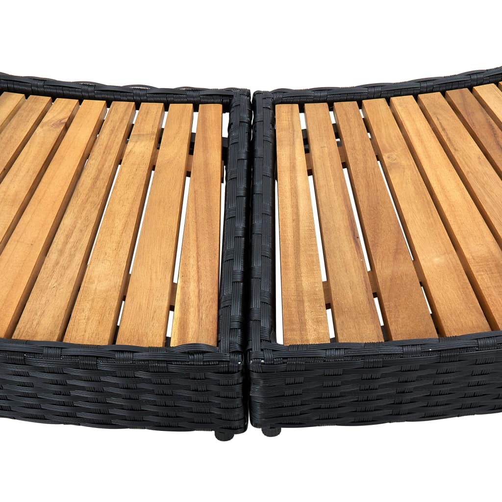 Mobilier De Împrejmuire Spa, Negru, Poliratan Și Lemn De Acacia