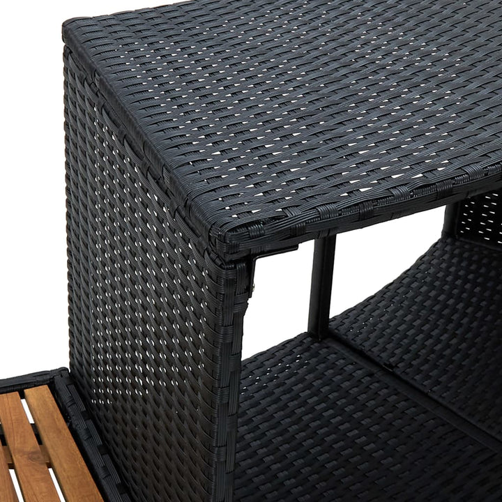 Mobilier De Împrejmuire Spa, Negru, Poliratan Și Lemn De Acacia
