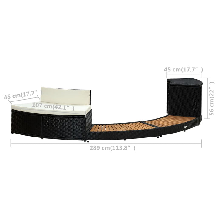 Mobilier De Împrejmuire Spa, Negru, Poliratan Și Lemn De Acacia