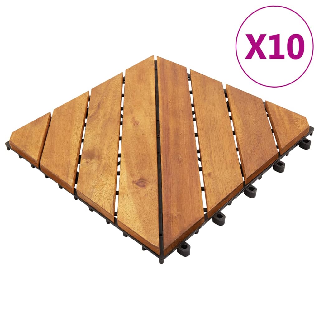 Plăci Pardoseală, 10 Buc., , 30X30 Cm, Lemn Masiv De Acacia