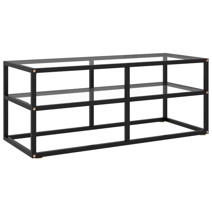 Comodă Tv, Cu Sticlă Securizată, Negru, 120 X 40 X 40 Cm