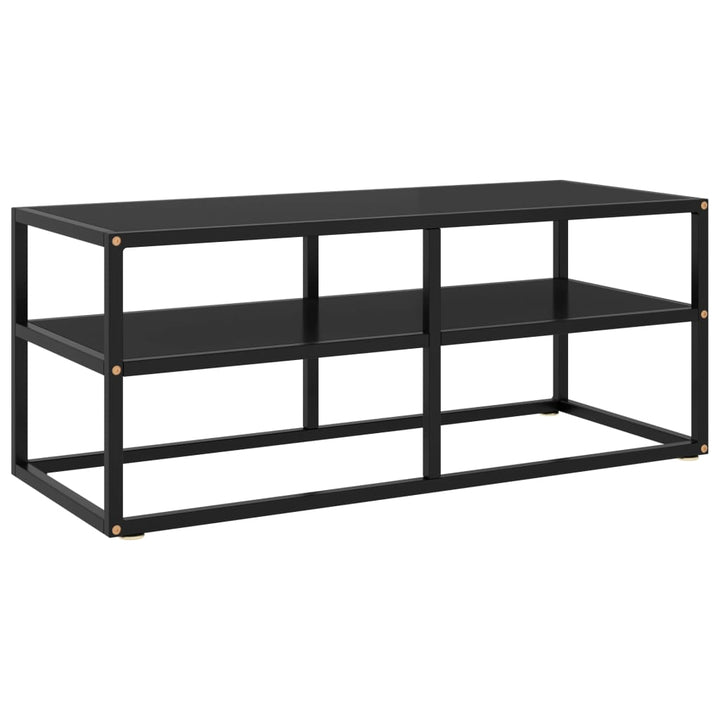 Comodă Tv, Cu Sticlă Securizată, Negru, 120 X 40 X 40 Cm
