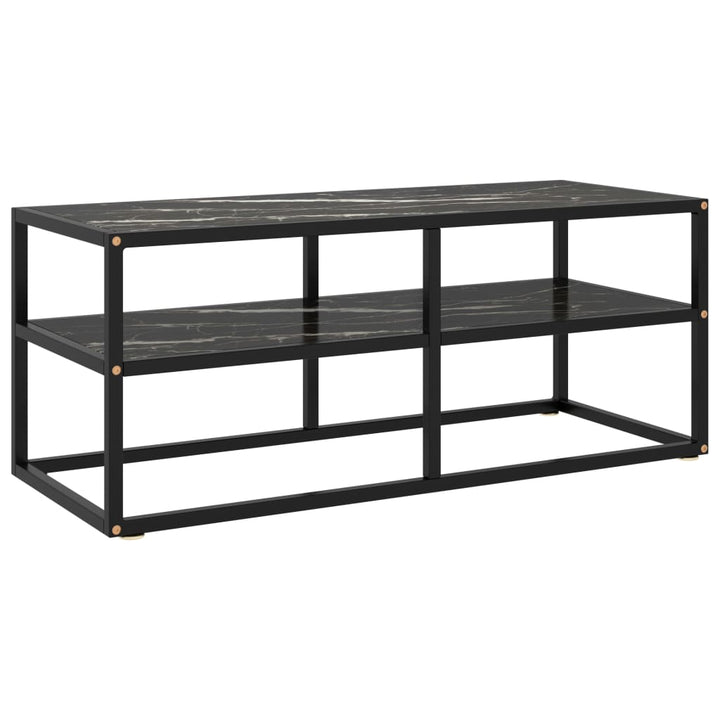 Comodă Tv, Cu Sticlă Securizată, Negru, 120 X 40 X 40 Cm