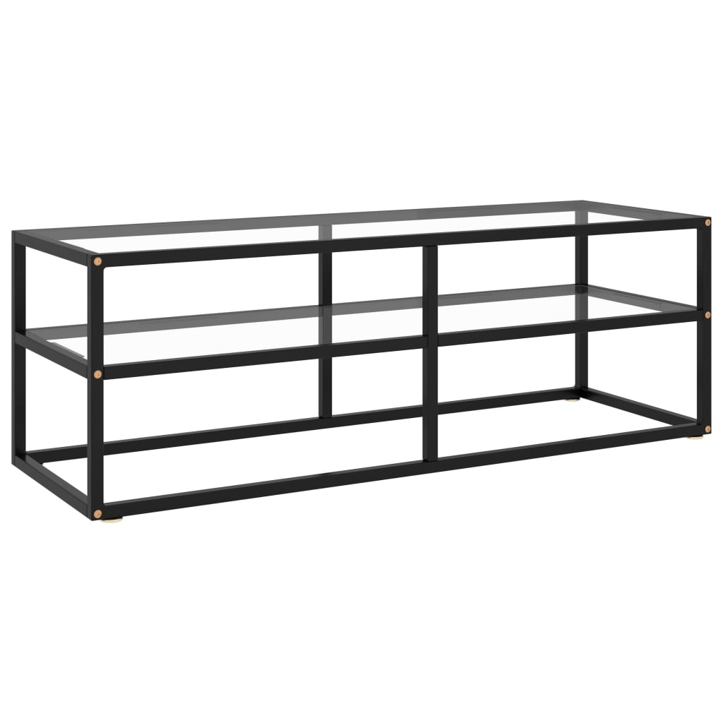 Comodă Tv, Cu Sticlă Securizată, Negru, 120 X 40 X 40 Cm