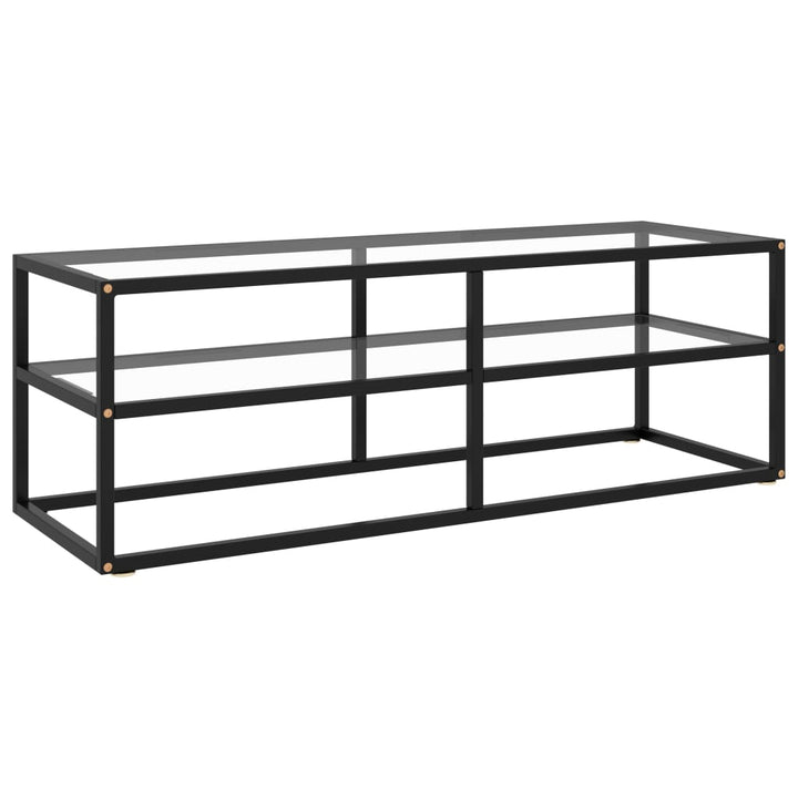 Comodă Tv, Cu Sticlă Securizată, Negru, 120 X 40 X 40 Cm