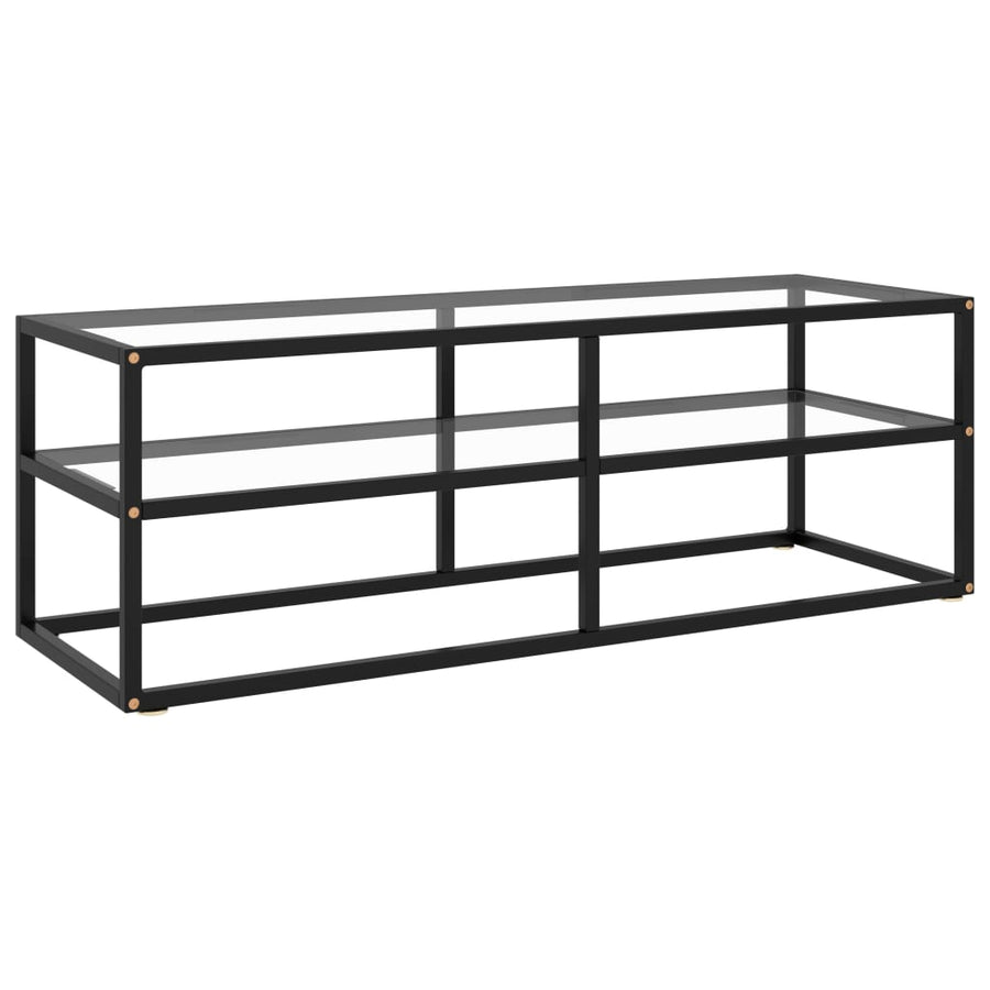 Comodă Tv, Cu Sticlă Securizată, Negru, 120 X 40 X 40 Cm