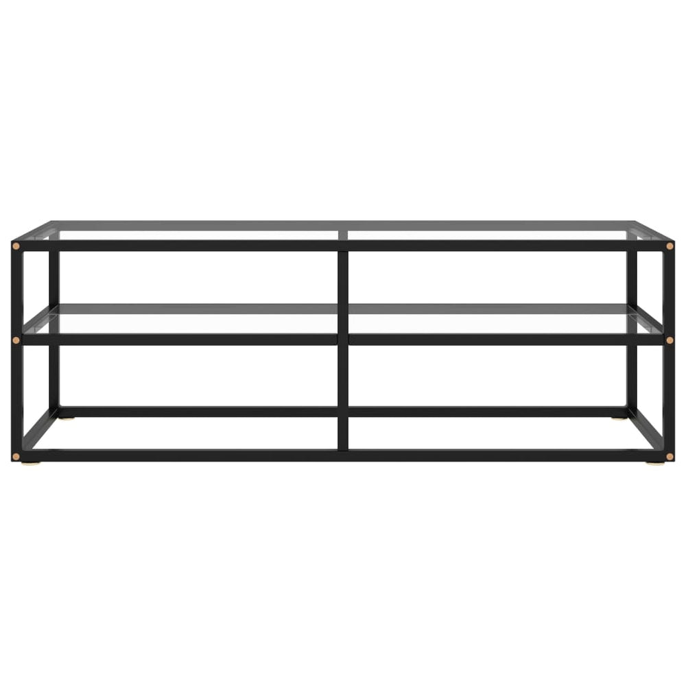 Comodă Tv, Cu Sticlă Securizată, Negru, 120 X 40 X 40 Cm