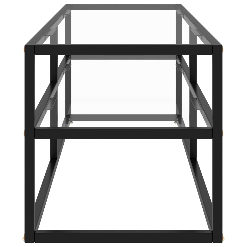 Comodă Tv, Cu Sticlă Securizată, Negru, 120 X 40 X 40 Cm