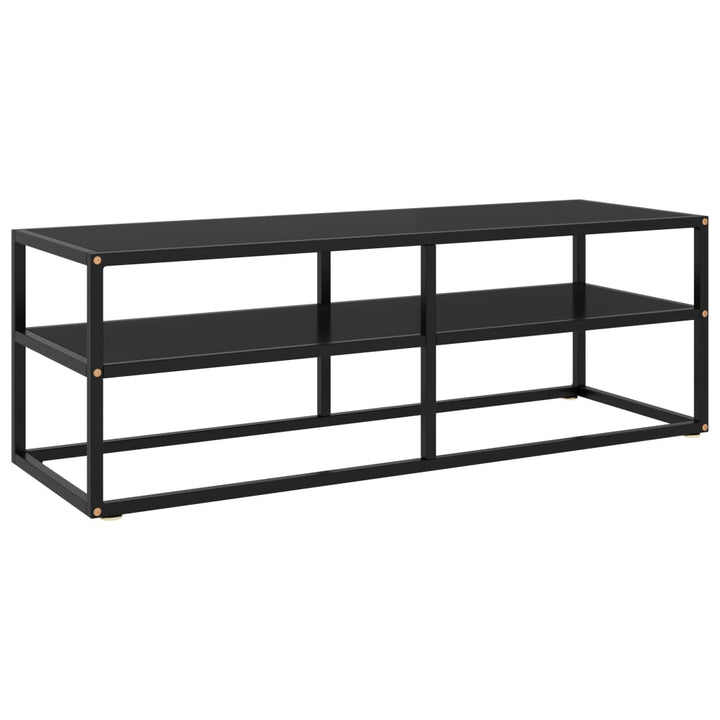 Comodă Tv, Cu Sticlă Securizată, Negru, 120 X 40 X 40 Cm