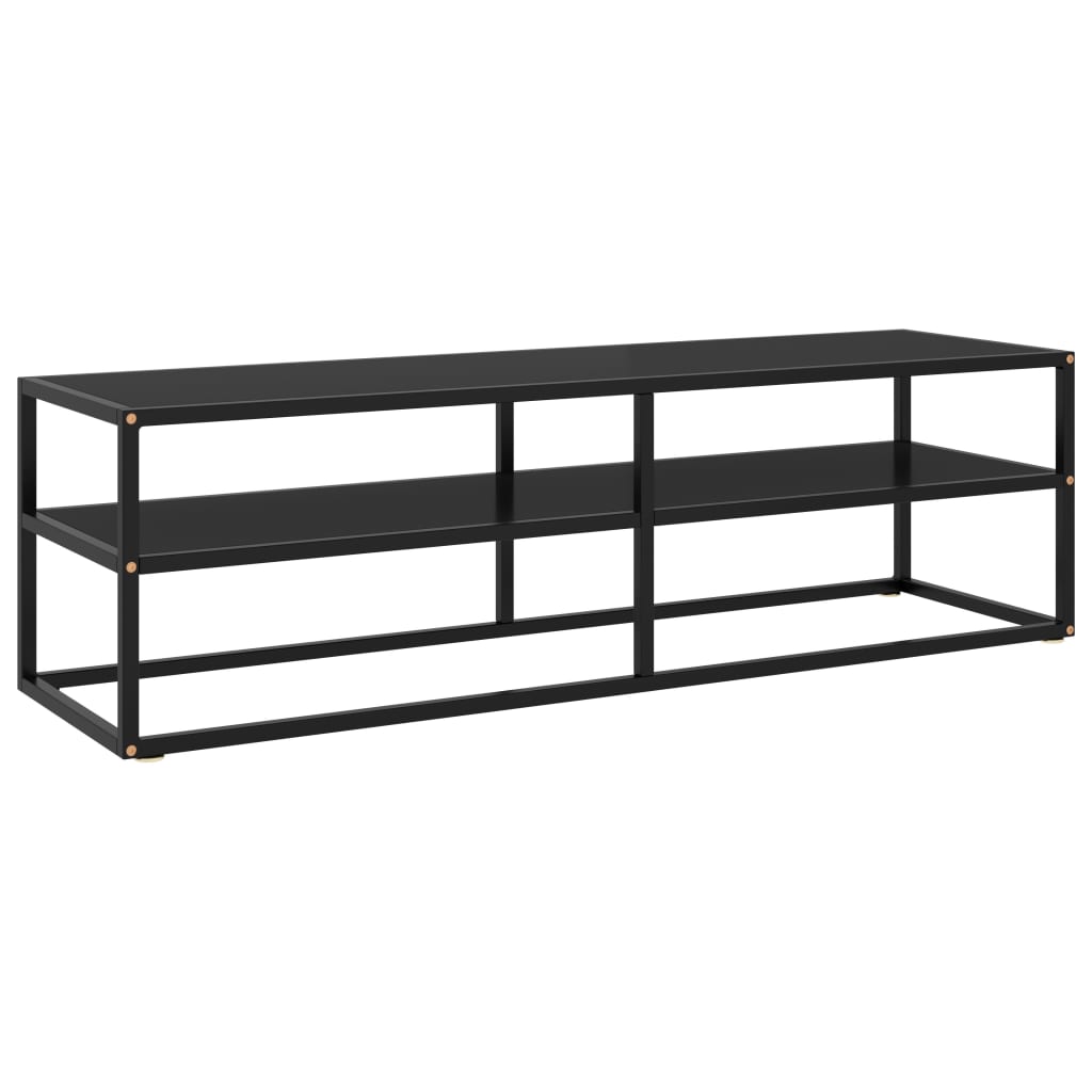 Comodă Tv, Cu Sticlă Securizată, Negru, 120 X 40 X 40 Cm