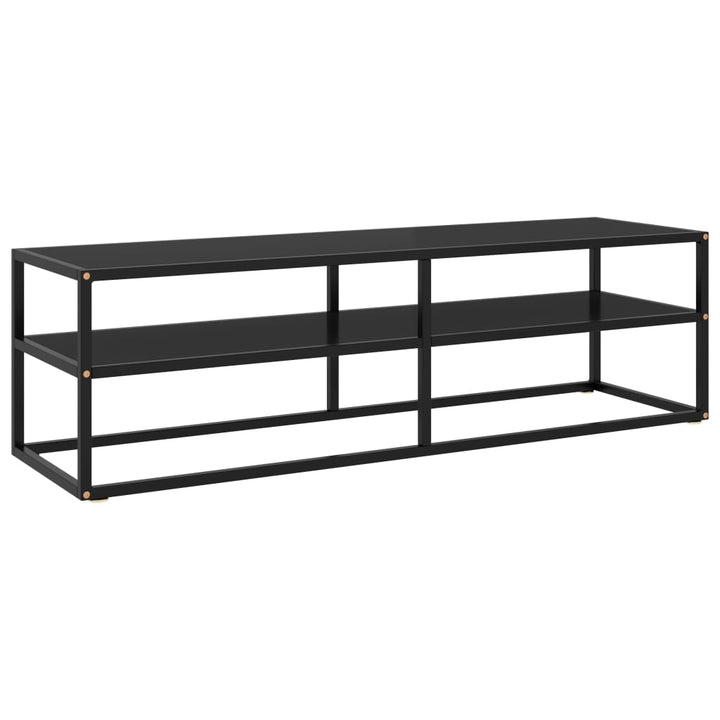 Comodă Tv, Cu Sticlă Securizată, Negru, 120 X 40 X 40 Cm