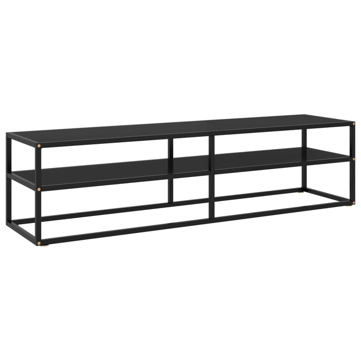 Comodă Tv, Cu Sticlă Securizată, Negru, 120 X 40 X 40 Cm