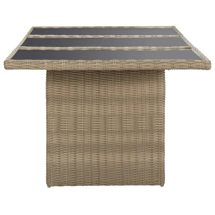 Masă De Grădină, Maro, 200 X 100 X 74 Cm, Sticlă Și Poliratan