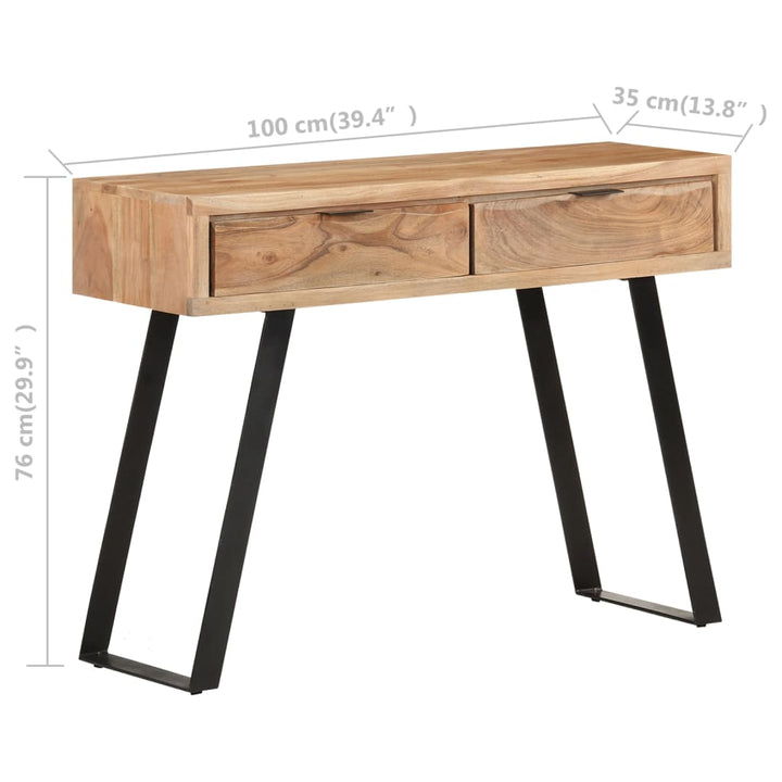 Masă Consolă, 100X35X76 Cm, Lemn Masiv Acacia, Margini Vii