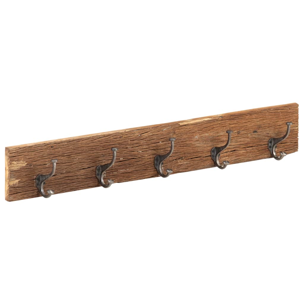 Cuier De Hol Cu 5 Cârlige, 100X2,5X15 Cm, Lemn Masiv Reciclat