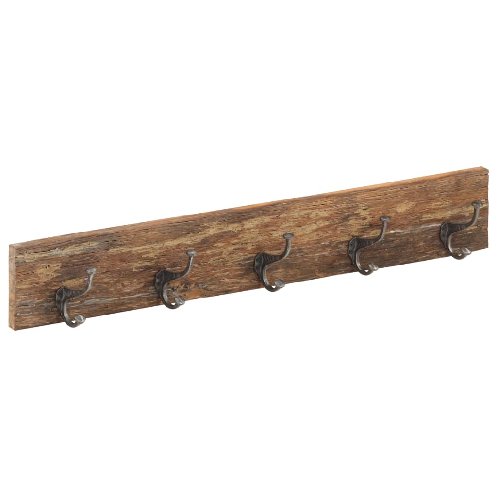 Cuier De Hol Cu 5 Cârlige, 100X2,5X15 Cm, Lemn Masiv Reciclat