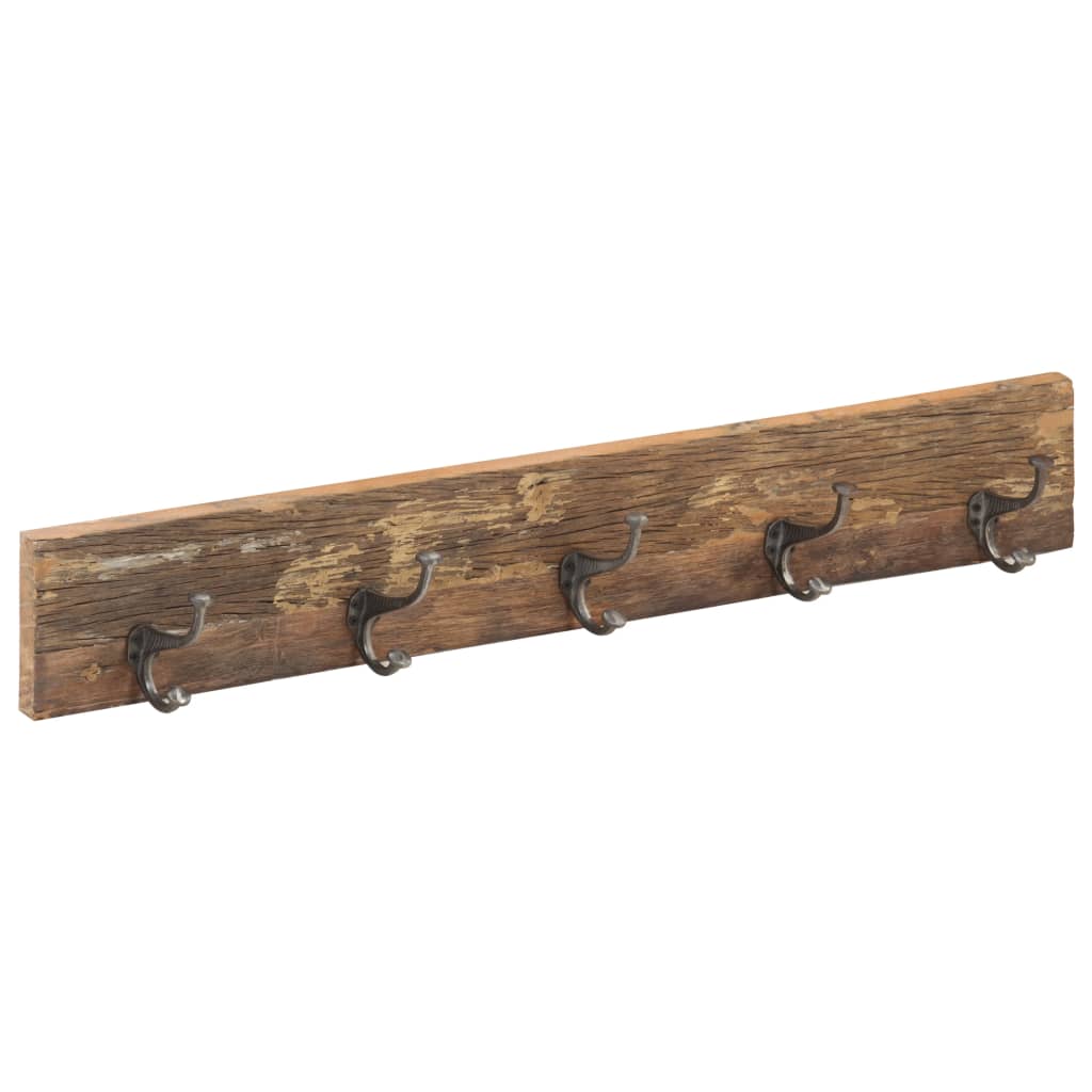 Cuier De Hol Cu 5 Cârlige, 100X2,5X15 Cm, Lemn Masiv Reciclat