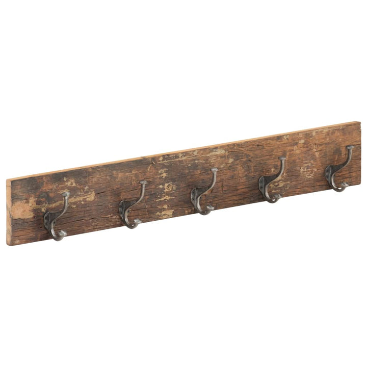 Cuier De Hol Cu 5 Cârlige, 100X2,5X15 Cm, Lemn Masiv Reciclat