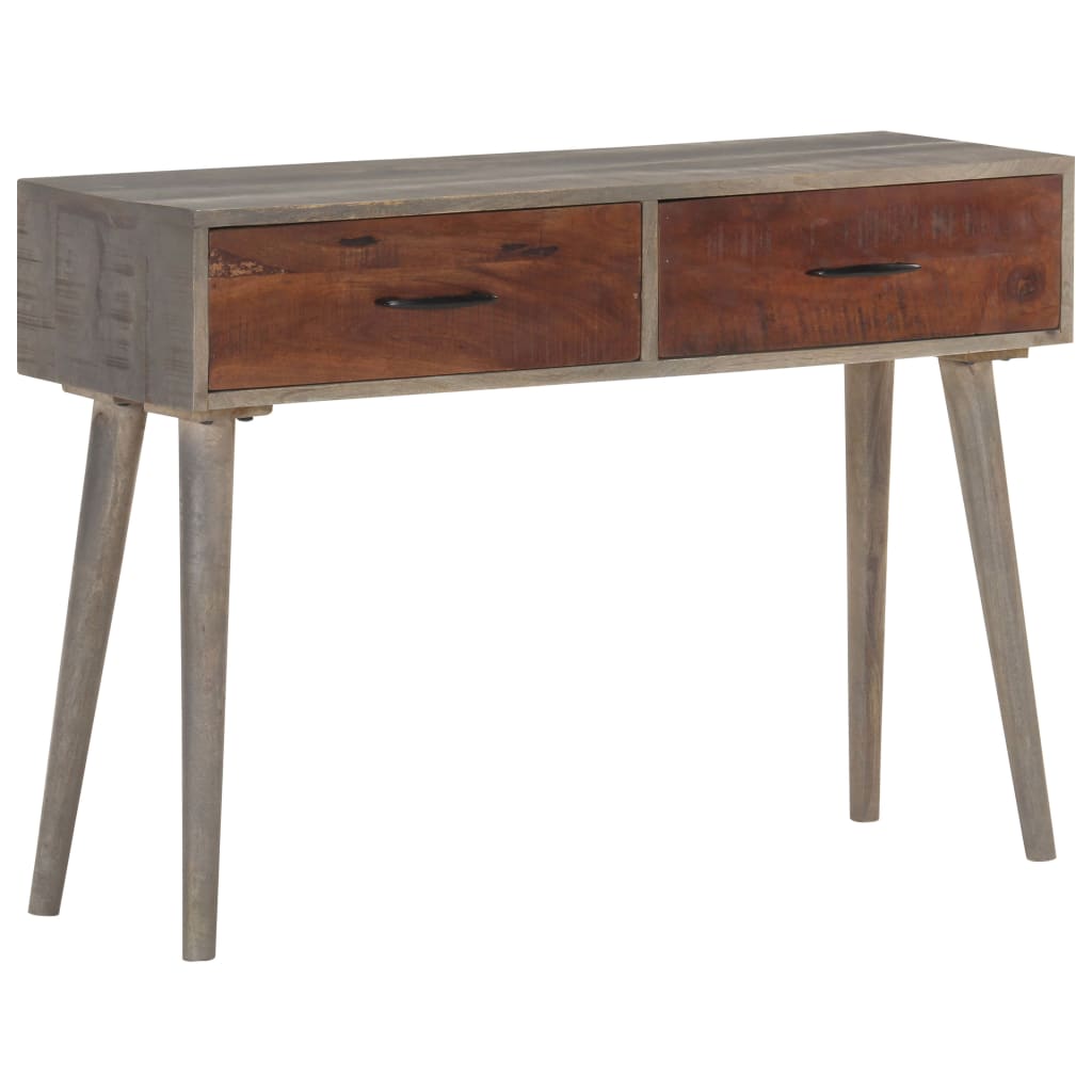 Masă Consolă, Gri, 110X35X75 Cm, Lemn Masiv De Mango Nefinisat