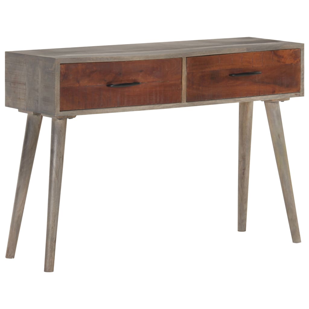 Masă Consolă, Gri, 110X35X75 Cm, Lemn Masiv De Mango Nefinisat