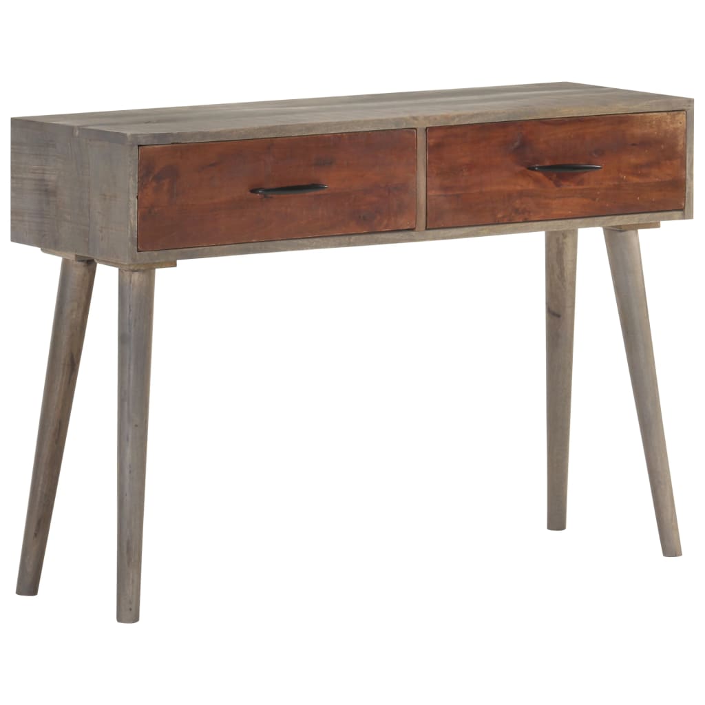 Masă Consolă, Gri, 110X35X75 Cm, Lemn Masiv De Mango Nefinisat