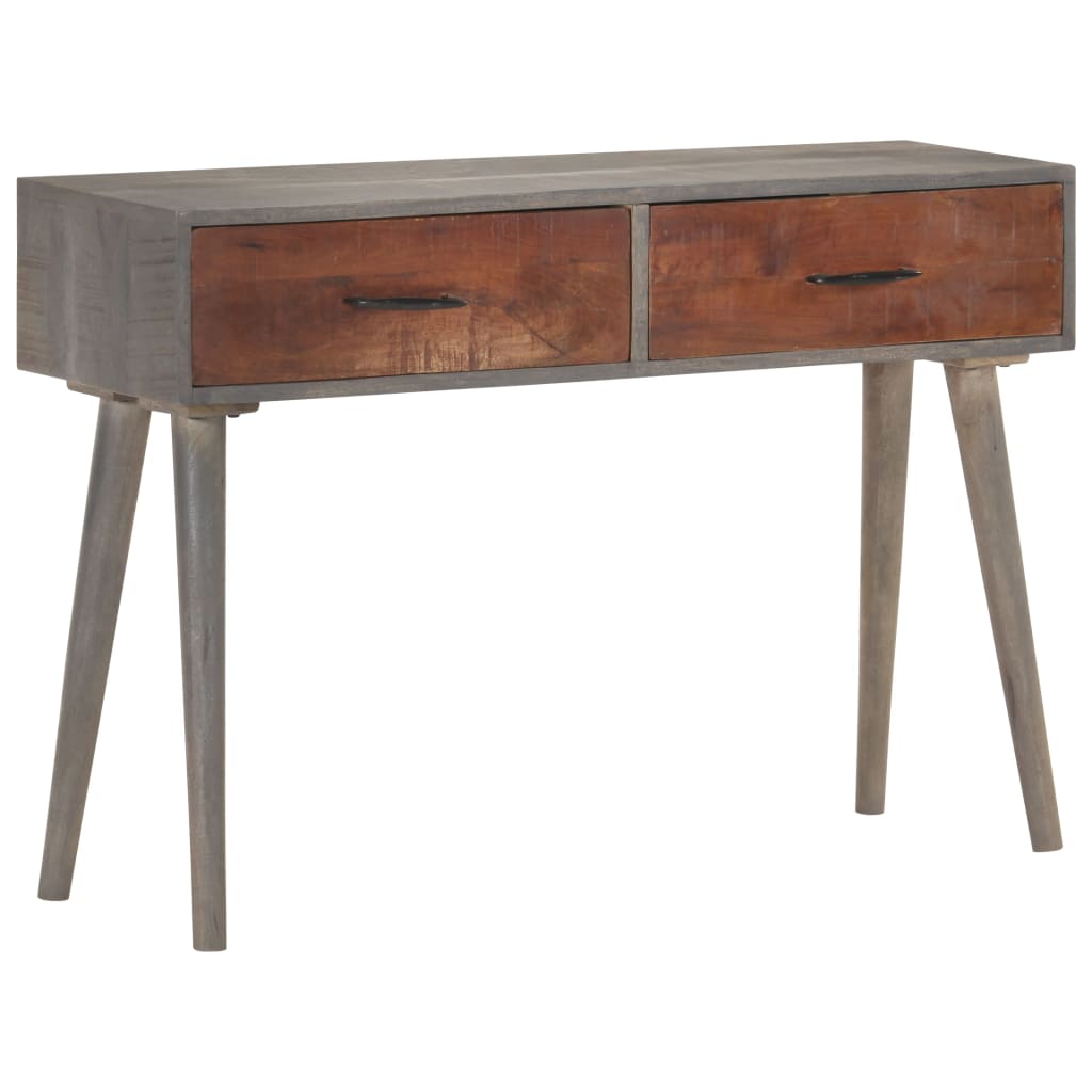 Masă Consolă, Gri, 110X35X75 Cm, Lemn Masiv De Mango Nefinisat