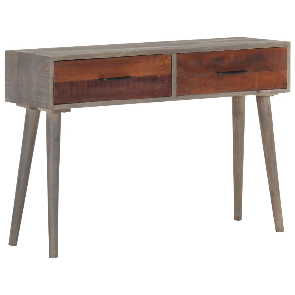 Masă Consolă, Gri, 110X35X75 Cm, Lemn Masiv De Mango Nefinisat
