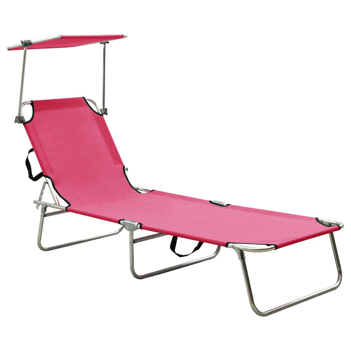 Șezlong Pliabil Cu Copertină, Albastru, Aluminiu