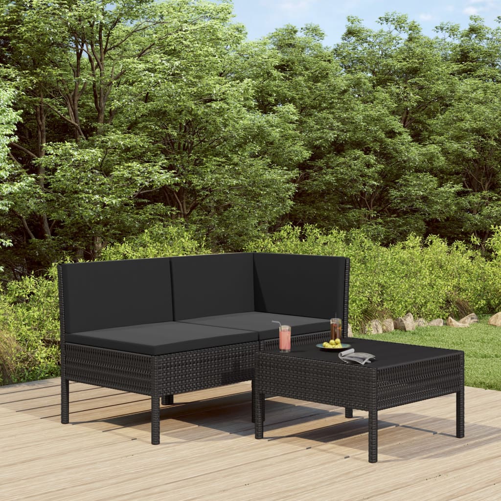 Set Mobilier De Grădină Cu Perne, 3 Piese, , Poliratan