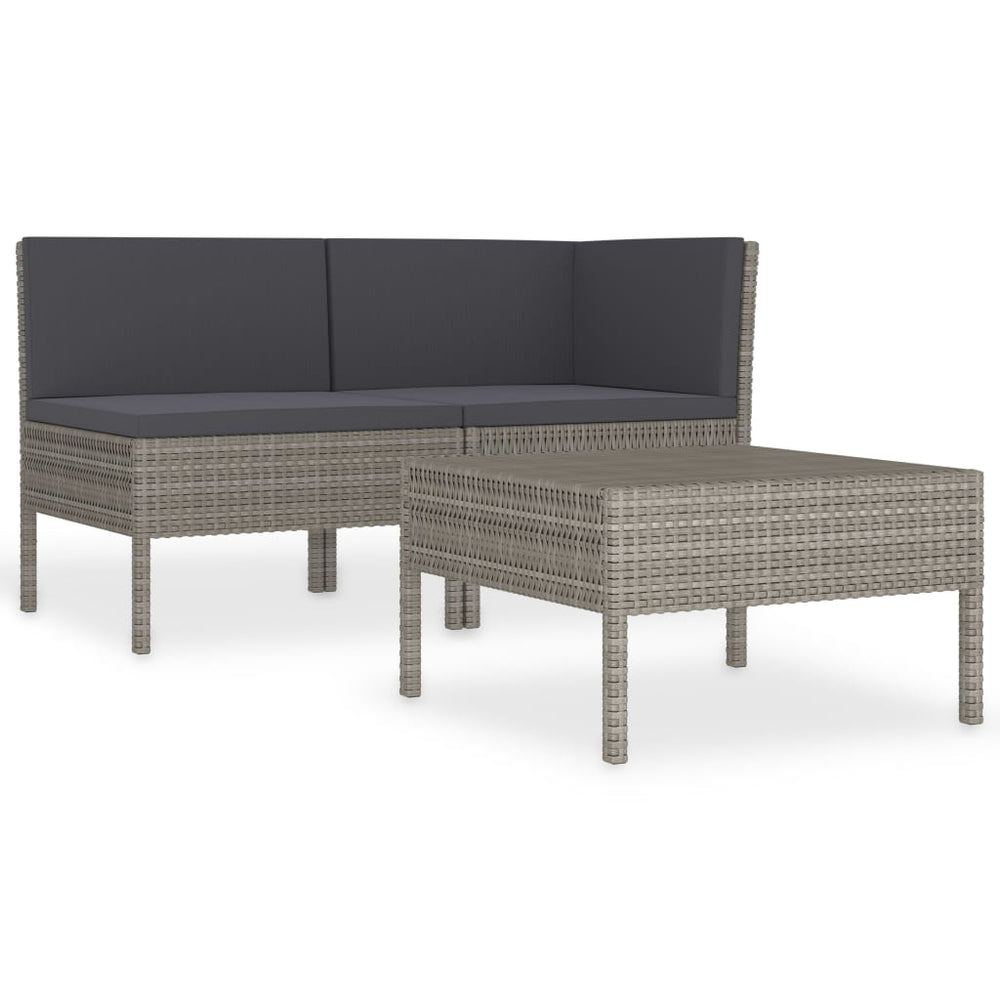 Set Mobilier De Grădină Cu Perne, 3 Piese, , Poliratan
