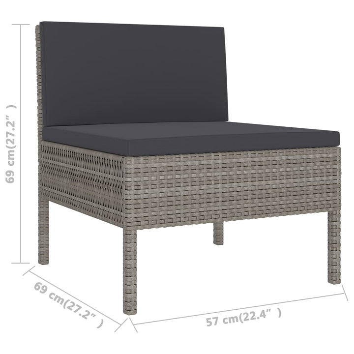 Set Mobilier De Grădină Cu Perne, 3 Piese, , Poliratan