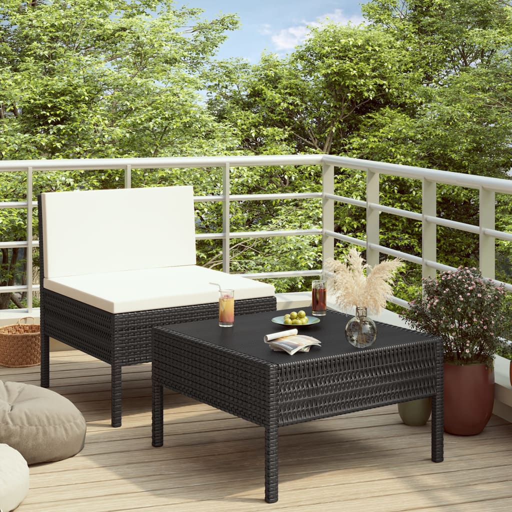 Set Mobilier De Grădină Cu Perne, 2 Piese, , Poliratan