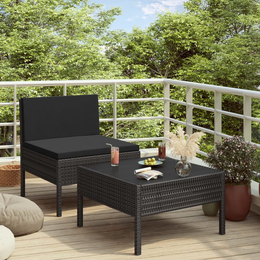Set Mobilier De Grădină Cu Perne, 2 Piese, , Poliratan